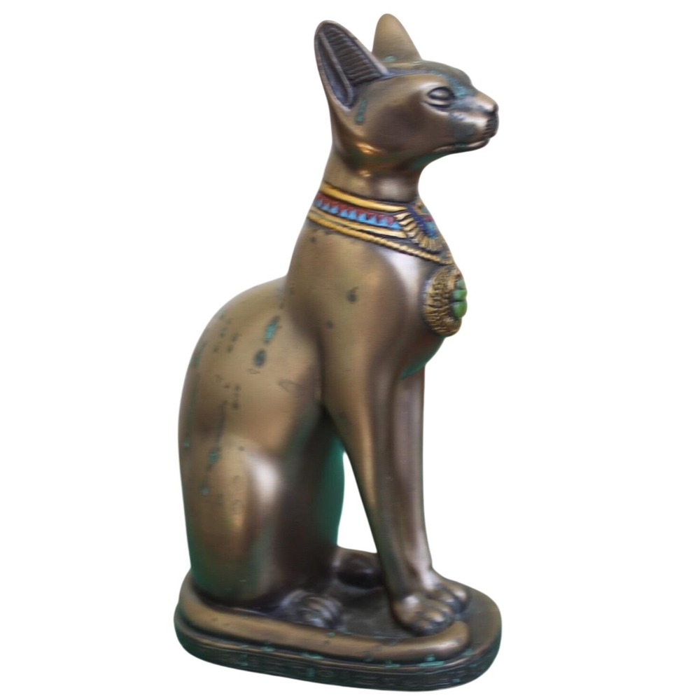 Veronese Egyptian Bastet Cat Goddess Statue Bronze Finish Scarab Amulet 5.5 Inch - Picture 9 of 11